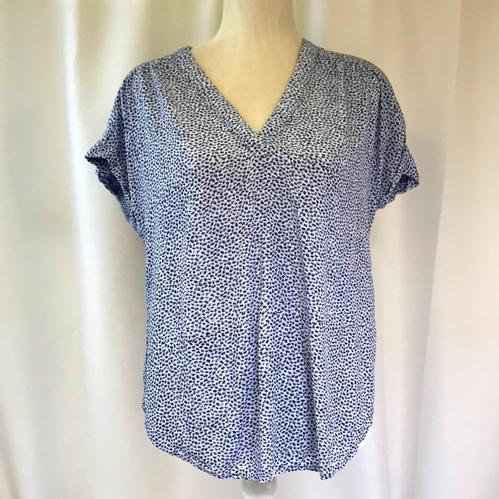Gap Floral Lightweight Short Sleeve V-neck Blouse Size Medium